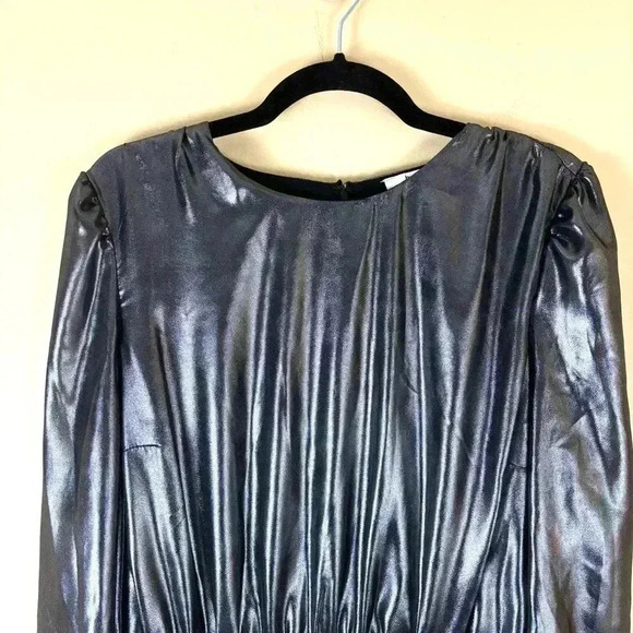 NWT Bar III Metallic Silver “80’s” Lamé Rouge Shoulder Pad Mini DressSize L - Picture 4 of 15
